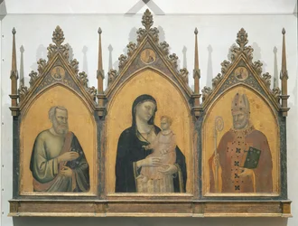 Madonna und Kind mit den Heiligen Matthäus und Nikolaus, Altarbild, 1328